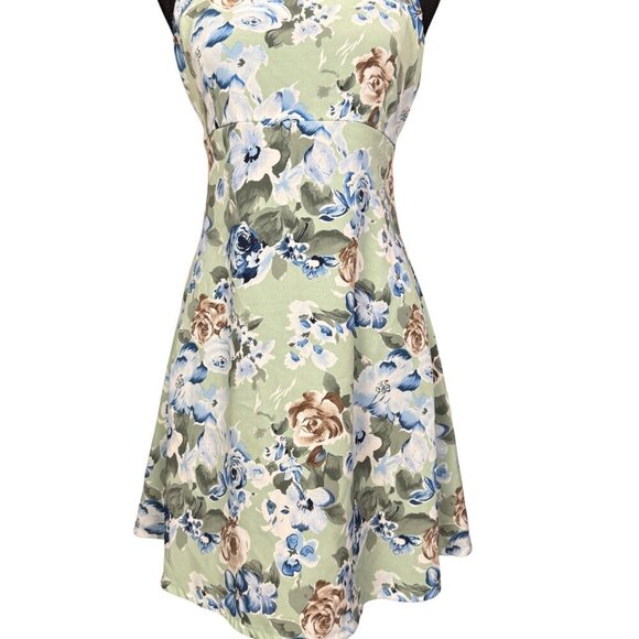 Vintage Pariscope Floral Mini Dress, Cottagecore Sleeveless Fit & Flare Summer - Picture 3 of 6